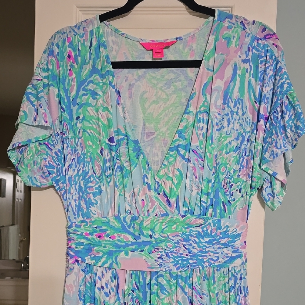Colorful Floral V-Neck Dress